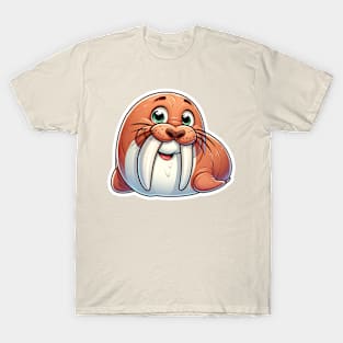 Walrus Kawaii Splash of Forest Frolics and Underwater Whimsy! T-Shirt